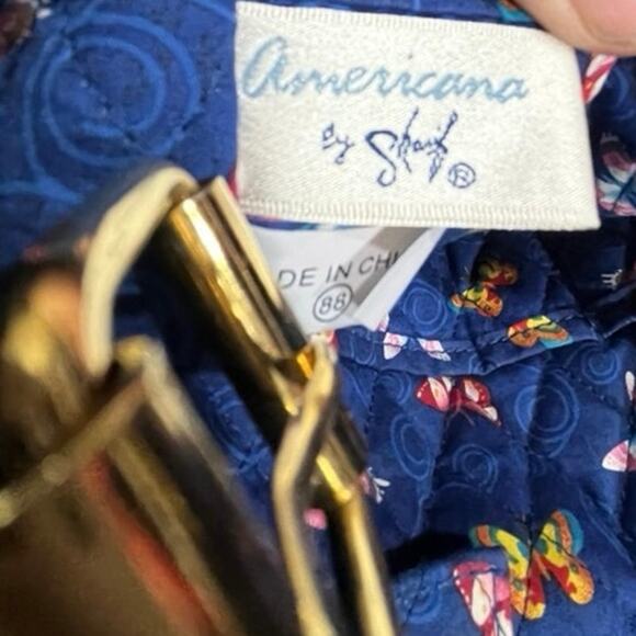 Americana by Sharif Blue Red 
Butterfly Floral Large Quilted 2 Handle
Tote Bag - Picture 6 of 14